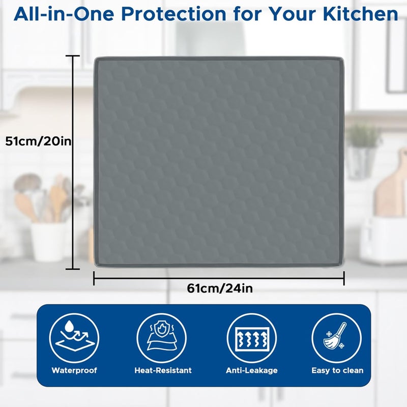 MiToBeLe Dishwasher Drain Pan Mat,24''x20'' Dishwasher Drip Tray with Raised Edge,Non-Slip Silicone Dishwashers Drain Pan Floor Mat,Anti-Leakage Dish Washer Tray for Mini Dish Washers( - Image 2